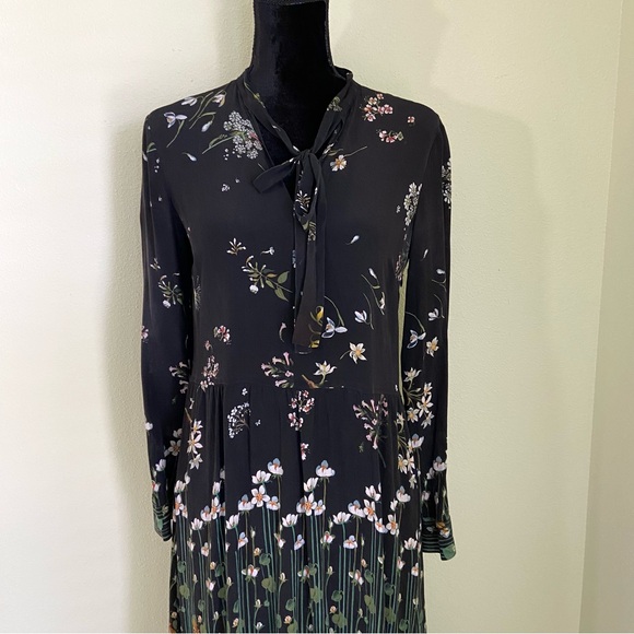 RED Valentino Floral Print Maxi Dress Silk Chiffon Long Sleeve - Picture 3 of 14